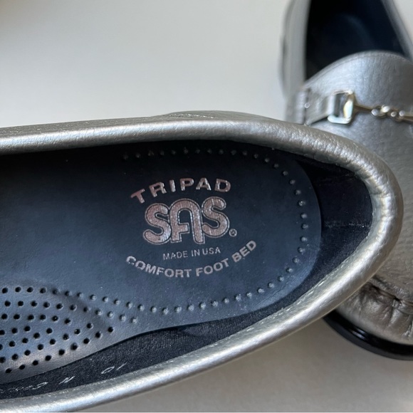 SAS Metro Loafer Shoes Tripad Silver Leather Slip On Casual Size 10 N Narrow - Picture 6 of 10